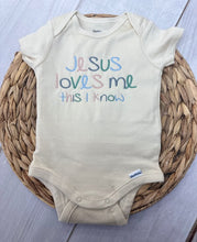 Natural Onesie with Jesus Loves Me Embroidery