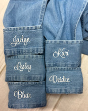 Embroidered Cuffs on Denim Shirts - Cursive Names