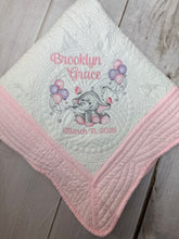 Elephant w Balloons Quilt  + First & Middle Name + Birth Date