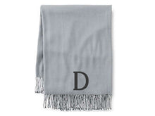 Personalized Grey Herringbone Throw