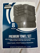 8 Piece Grey Towel Set