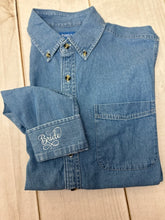 Embroidered Cuffs on Denim Shirts - With Custom Wording