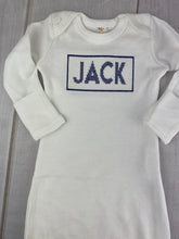 Faux Smocked Newborn Gown w Custom Crosstitch Name