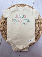 Natural Onesie with Jesus Loves Me Embroidery