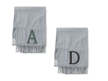 Personalized Grey Herringbone Throw
