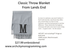 Personalized Grey Herringbone Throw