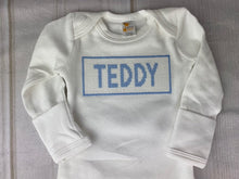 Faux Smocked Newborn Gown w Custom Crosstitch Name