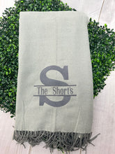 Personalized Grey Herringbone Throw
