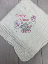 Elephant w Balloons Quilt  + First & Middle Name + Birth Date