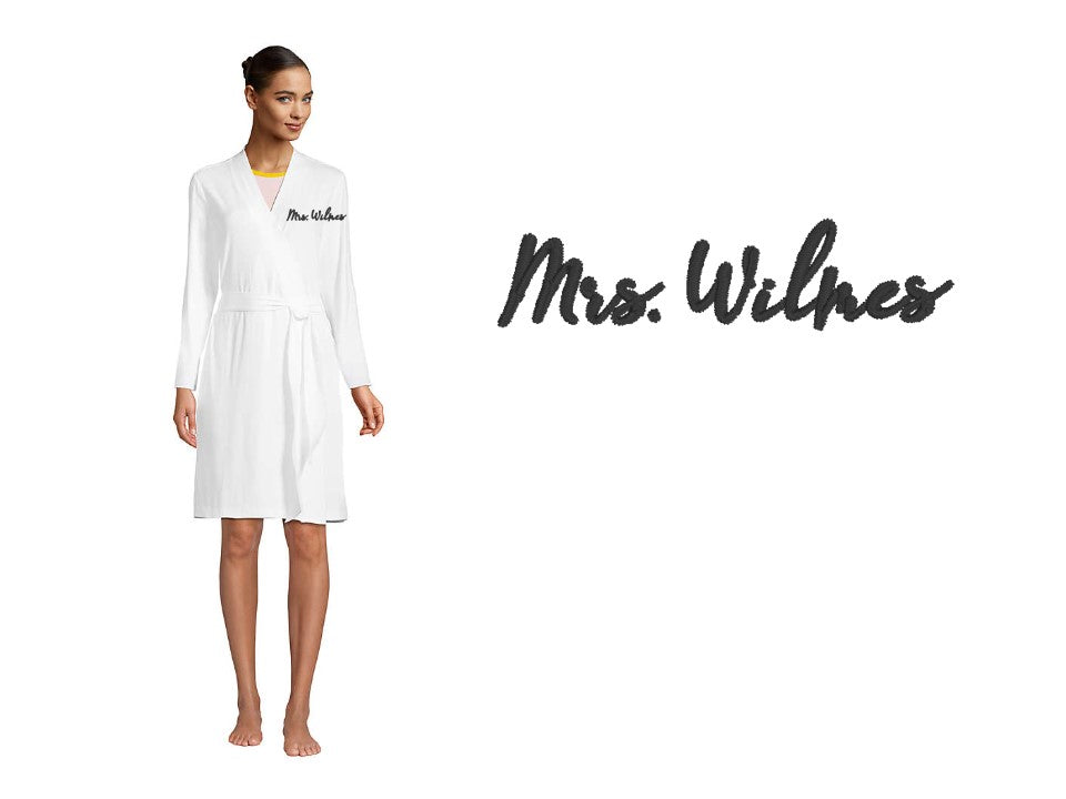 White Cotton Bridal Robe Arch City Monogramming, LLC