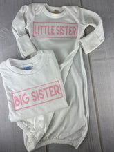 Little Brother, Little Sister or Custom Name  - Faux Smocked Newborn Gown