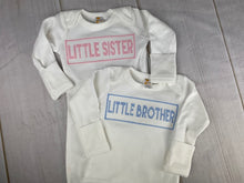 Little Brother, Little Sister or Custom Name  - Faux Smocked Newborn Gown