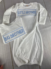 Little Brother, Little Sister or Custom Name  - Faux Smocked Newborn Gown
