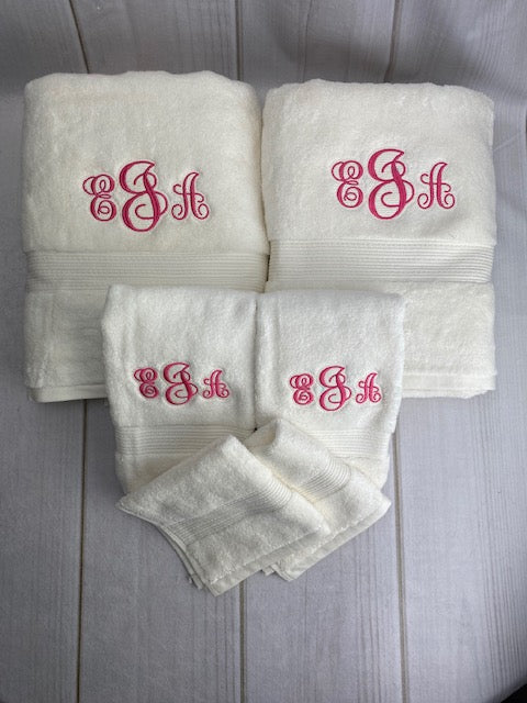 Personalized Bath Towel Set Or Individual - Embroidered Initials