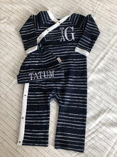 Navy & White Striped Outfit w Hat - Bert's Bees Baby (100% Organic Cotton)