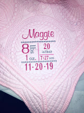 Girl Block Birth Announcement Heirloom Quilt