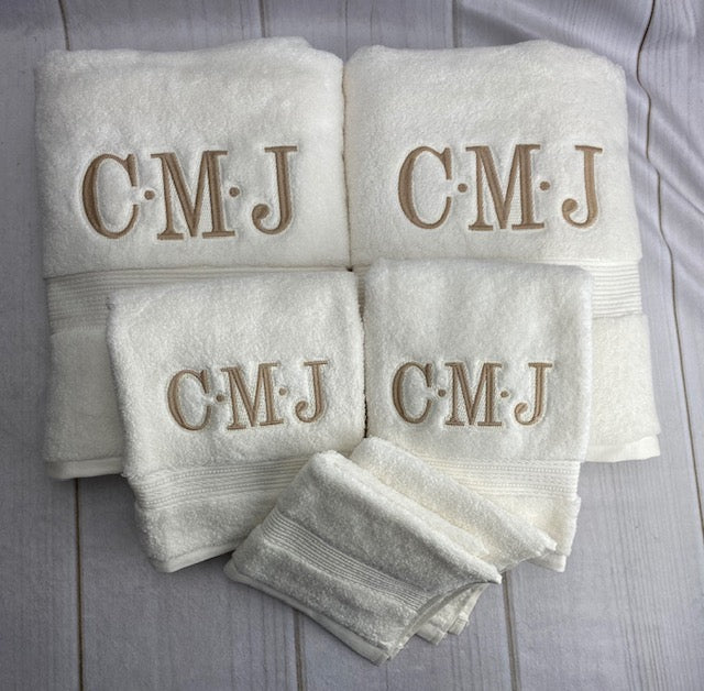 Embroidered Bath Towel Set Initials