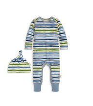 Watercolor Striped Outfit and Hat Set from Bert's Bees Baby (100% Organic Cotton)