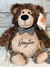Fuzzy Teddy Bear with Custom Embroidered Tummy