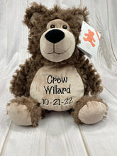 Fuzzy Teddy Bear with Custom Embroidered Tummy