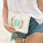 Gold Foil Wreath Zip Pouch