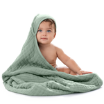 Cotton Muslin Hooded Bath Towel w Embroidered Name