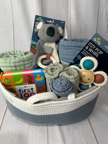 Deluxe Baby Rope Diaper Basket Gift