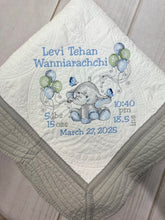 Elephant w Balloons Quilt + Full Birth Statistics