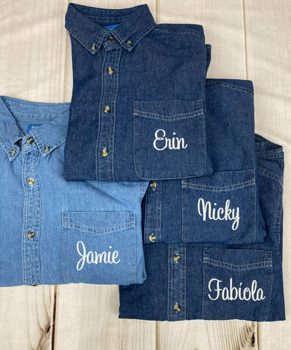 Wedding Party Shirts with Embroidered Names