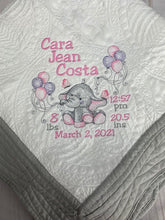 Elephant w Balloons Quilt  + First & Middle Name + Birth Date