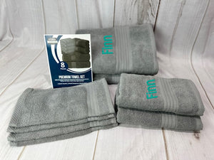 8 Piece Grey Towel Set