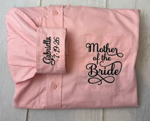 Pocket + Cuff Embroidery on Wedding Get Ready Shirt