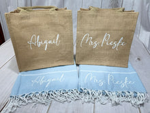 Bachlorette Party Gifts - Burlap Bag & Turkish Towel Set