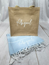 Bachlorette Party Gifts - Burlap Bag & Turkish Towel Set