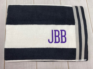 Cabana Heavyweight Striped Beach Towel  - Embroidered across Stripes