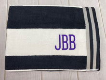 Cabana Heavyweight Striped Beach Towel - Black with Grey Trim