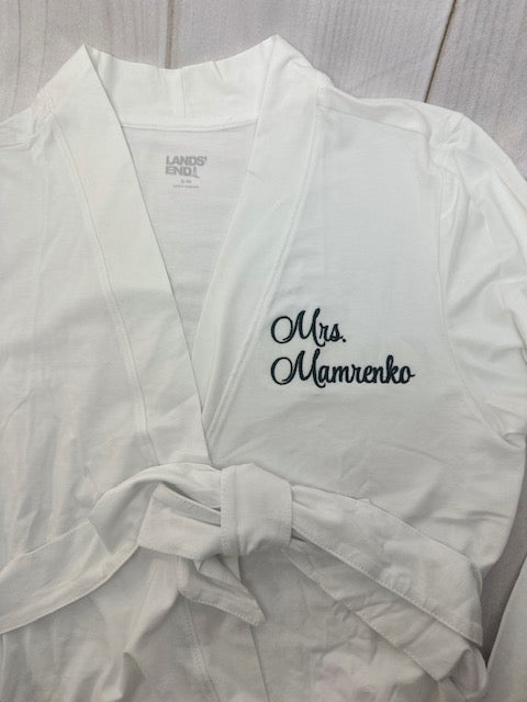 White Cotton Short Wedding Robes