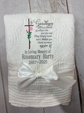 Cross with Rose Memorial Quilt | Bereavement Gift | Sympathy Gift | Remembrance Gift | Memorial Blanket | Hug Blanket | Funeral Gift