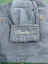 Embroidered Cuffs on Denim Shirts - With Custom Wording