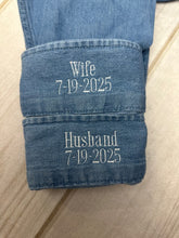 Embroidered Cuffs on Denim Shirts - With Custom Wording