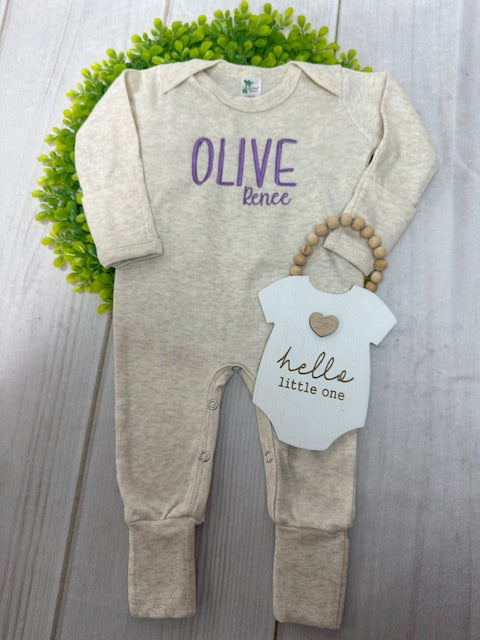 Personalized Oatmeal Romper