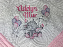 Elephant w Balloons Quilt  + First & Middle Name + Birth Date