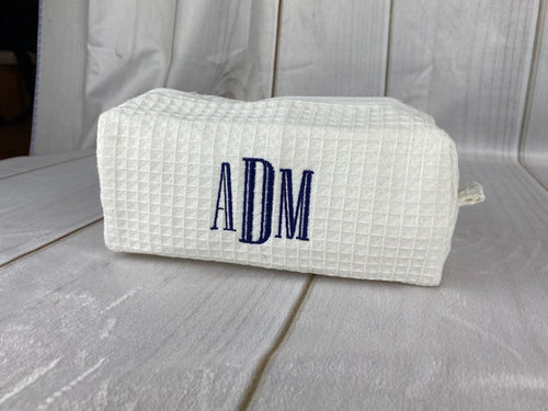Small Makeup Case - White Waffle Weave