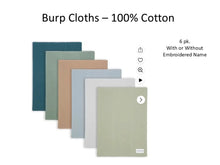 Cotton Burp Cloth Set - 6 Asst. Colors