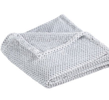 Super Soft Textured Blanket - White with grey accents