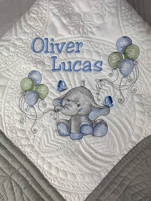 Elephant Quilt with Baby's Name