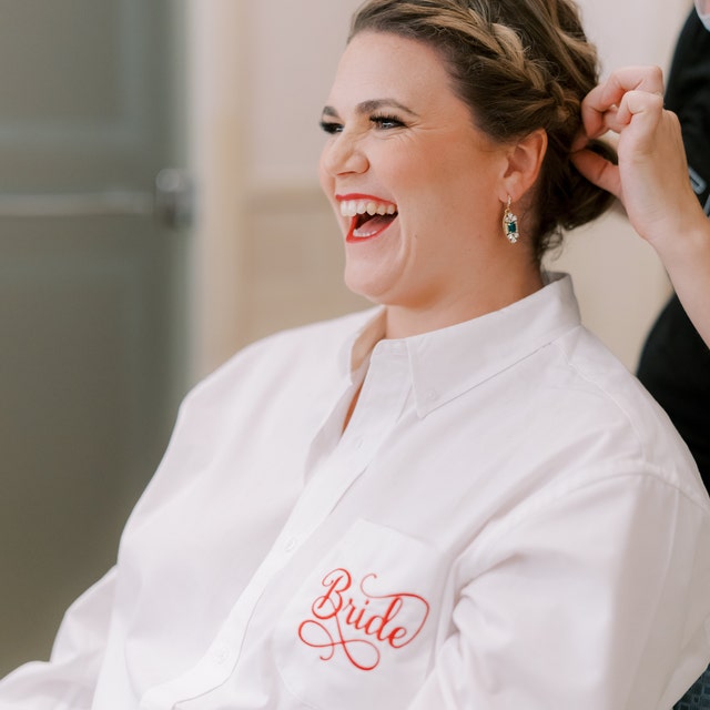 Brides Get Ready Shirt w/ Embroidered BRIDE on Pocket