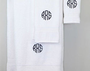 Monogrammed Lands End Towel with Cobalt Trim