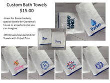 Monogrammed Lands End Towel with Cobalt Trim