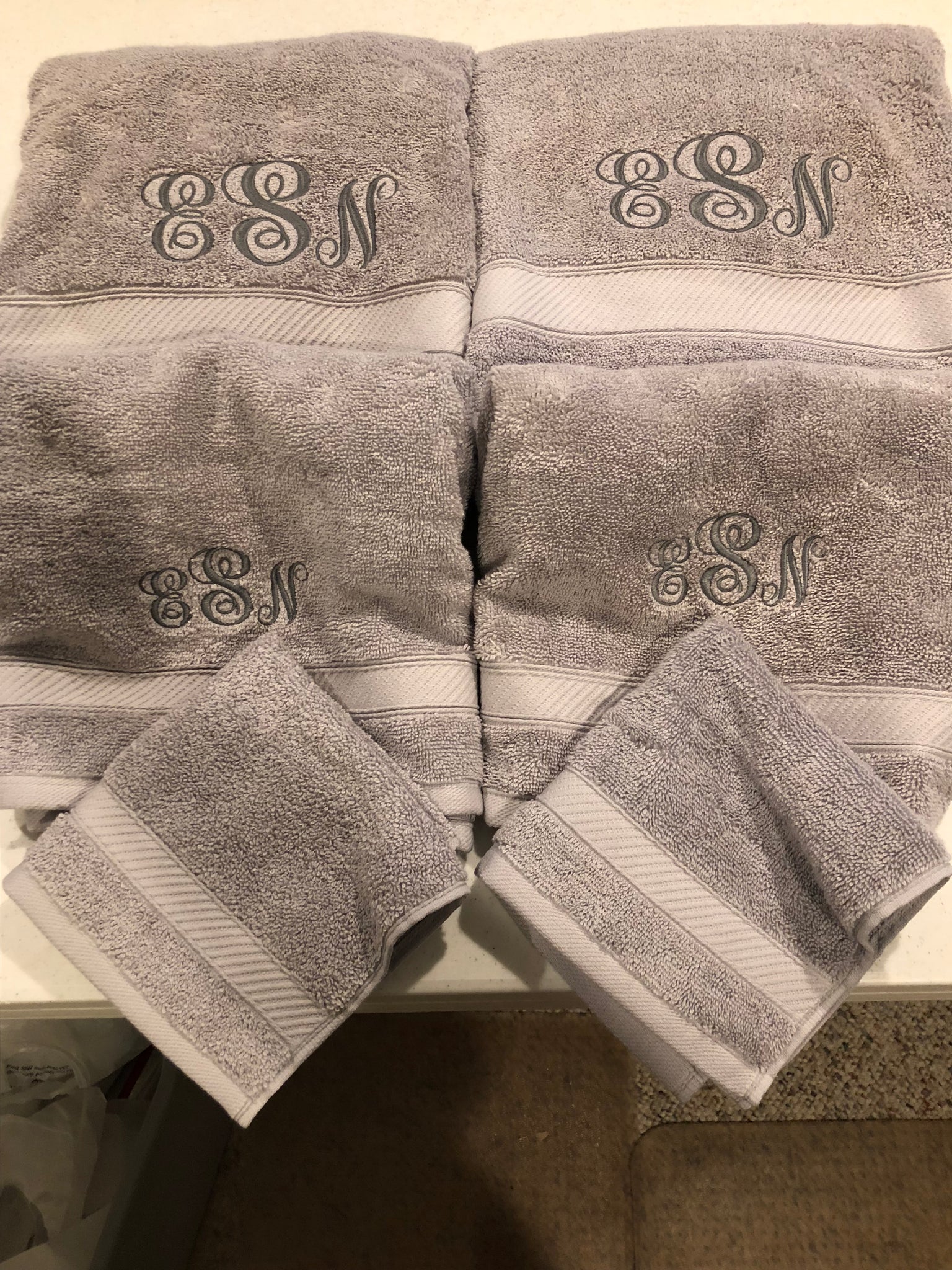 6 Piece Monogrammed Towel Set - Excellent Gift for Grads, New Homeowners or  Yourself!